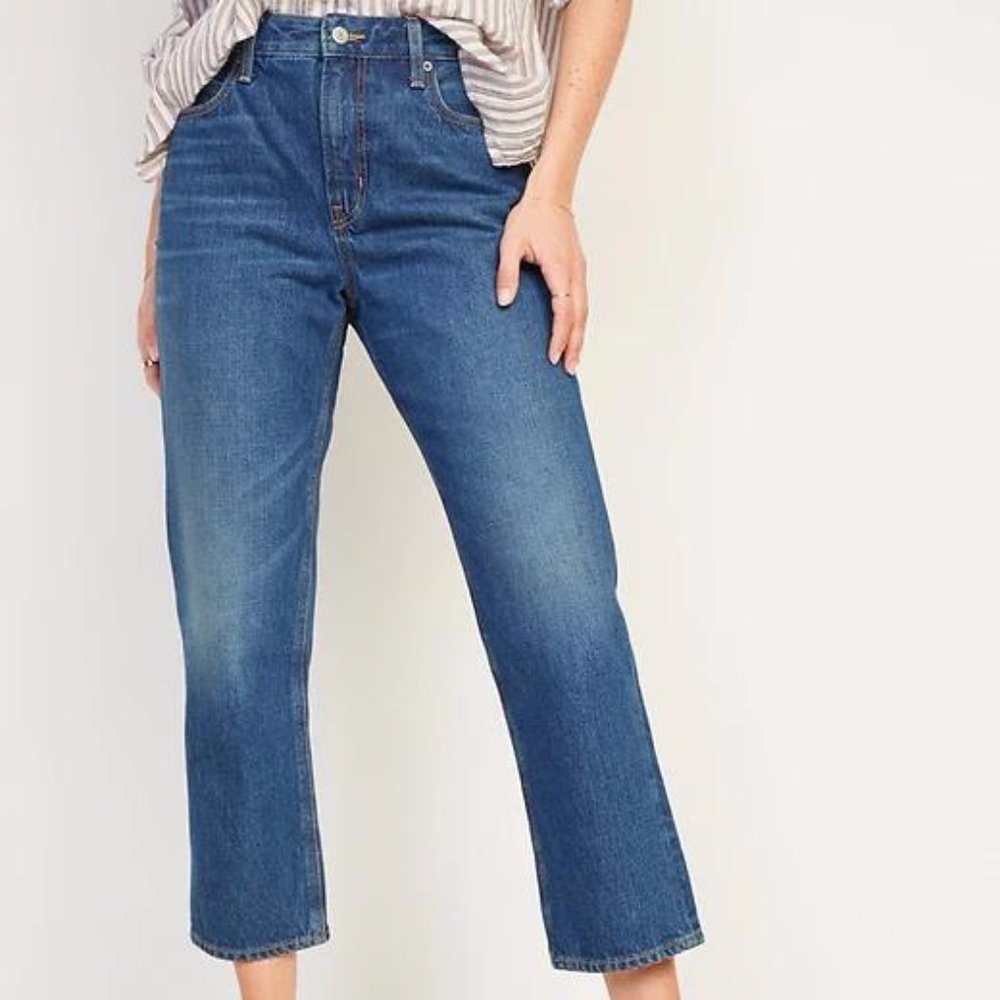 18 fit NWT size 14 capri jeans Old Navy High-Waisted Slouch-y Straight cut